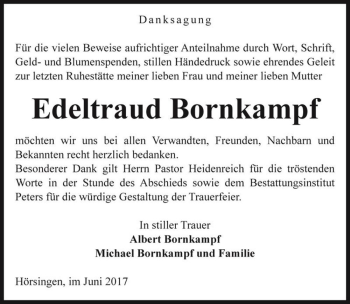 Traueranzeige von Edeltraud Bornkampf  von Magdeburger Volksstimme
