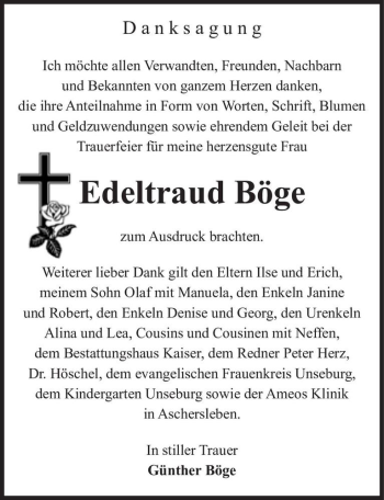 Traueranzeige von Edeltraud Böge  von Magdeburger Volksstimme