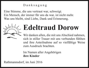 Traueranzeige von Edeltraud Dorow  von Magdeburger Volksstimme