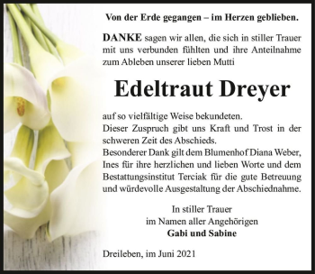 Traueranzeige von Edeltraud Dreyer  von Magdeburger Volksstimme