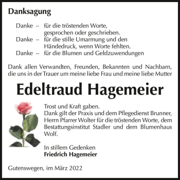 Traueranzeige von Edeltraud Hagemeier  von Magdeburger Volksstimme