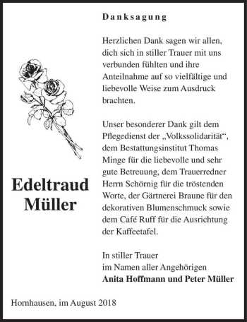 Traueranzeige von Edeltraud Müller  von Magdeburger Volksstimme