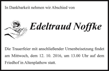 Traueranzeige von Edeltraud Noffke  von Magdeburger Volksstimme