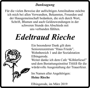Traueranzeige von Edeltraud Rieche  von Magdeburger Volksstimme