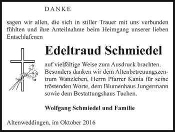 Traueranzeige von Edeltraud Schmiedel  von Magdeburger Volksstimme