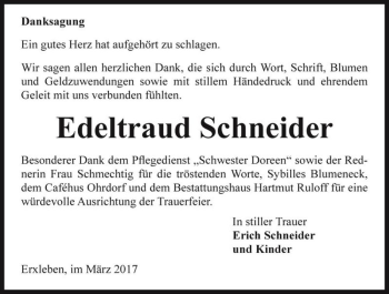Traueranzeige von Edeltraud Schneider  von Magdeburger Volksstimme