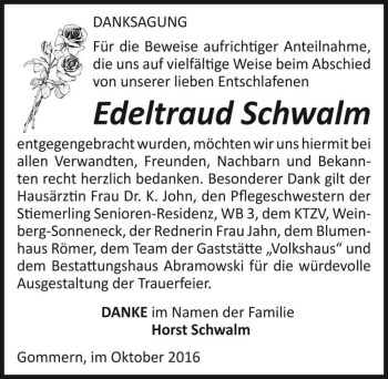 Traueranzeige von Edeltraud Schwalm  von Magdeburger Volksstimme