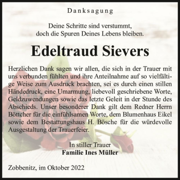 Traueranzeige von Edeltraud Sievers  von Magdeburger Volksstimme