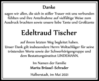 Traueranzeige von Edeltraud Tischer  von Magdeburger Volksstimme