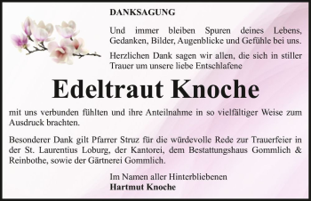Traueranzeige von Edeltraut Knoche  von Magdeburger Volksstimme
