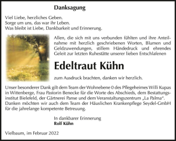 Traueranzeige von Edeltraut Kühn  von Magdeburger Volksstimme