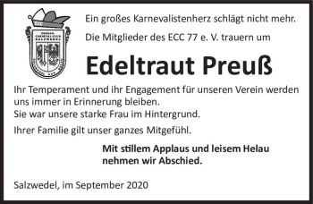 Traueranzeige von Edeltraut Preuß  von Magdeburger Volksstimme