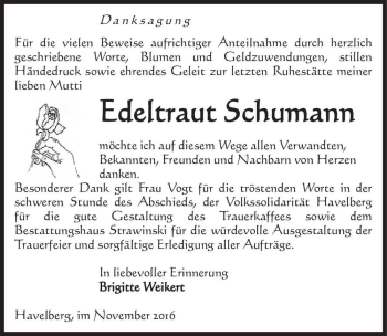 Traueranzeige von Edeltraut Schumann  von Magdeburger Volksstimme