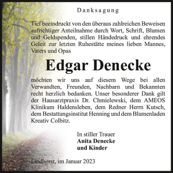 Traueranzeige von Edgar Denecke  von Magdeburger Volksstimme