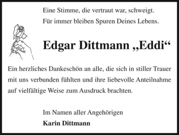 Traueranzeige von Edgar Dittmann 