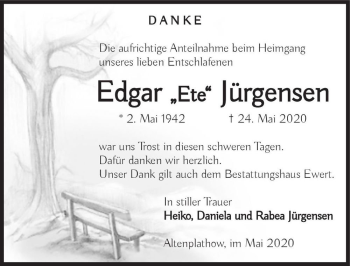 Traueranzeige von Edgard 