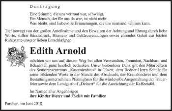 Traueranzeige von Edith Arnold  von Magdeburger Volksstimme