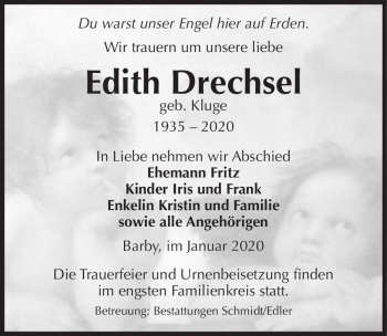 Traueranzeige von Edith Drechsel (geb. Kluge)  von Magdeburger Volksstimme