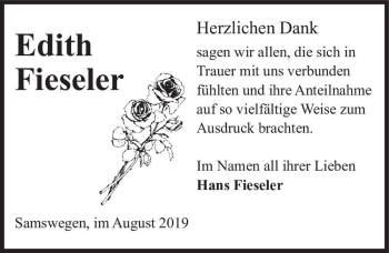 Traueranzeige von Edith Fieseler  von Magdeburger Volksstimme