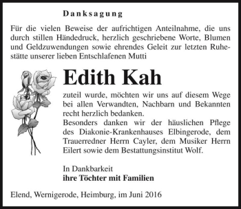 Traueranzeige von Edith Kah  von Magdeburger Volksstimme