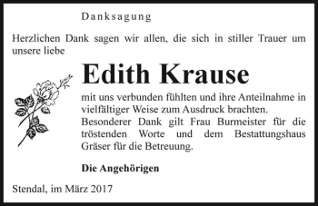 Traueranzeige von Edith Krause  von Magdeburger Volksstimme
