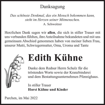 Traueranzeige von Edith Kühne  von Magdeburger Volksstimme