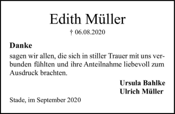 Traueranzeige von Edith Müller  von Magdeburger Volksstimme