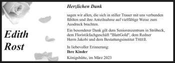 Traueranzeige von Edith Rost  von Magdeburger Volksstimme