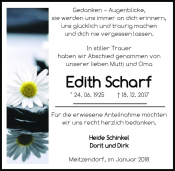 Traueranzeige von Edith Scharf  von Magdeburger Volksstimme