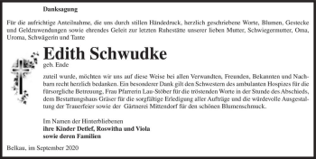 Traueranzeige von Edith Schwudke (geb. Ende)  von Magdeburger Volksstimme