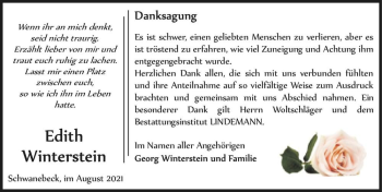 Traueranzeige von Edith Winterstein  von Magdeburger Volksstimme