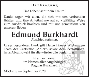 Traueranzeige von Edmund Burkhard  von Magdeburger Volksstimme
