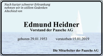 Traueranzeige von Edmund Heidner  von Magdeburger Volksstimme