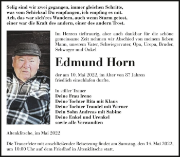 Traueranzeige von Edmund Horn  von Magdeburger Volksstimme