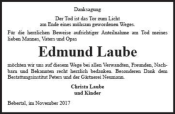 Traueranzeige von Edmund Laube  von Magdeburger Volksstimme