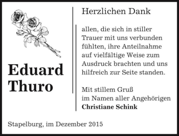 Traueranzeige von Eduard Thuro  von Magdeburger Volksstimme