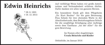 Traueranzeige von Edwin Heinrichs  von Magdeburger Volksstimme