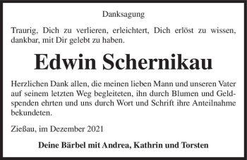Traueranzeige von Edwin Schernikau  von Magdeburger Volksstimme