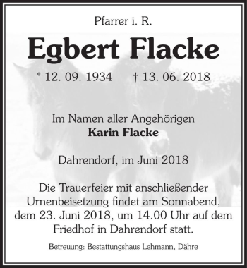 Traueranzeige von Egbert Flacke  von Magdeburger Volksstimme