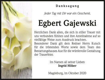 Traueranzeige von Egbert Gajewski  von Magdeburger Volksstimme