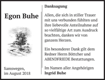 Traueranzeige von Egon Buhe  von Magdeburger Volksstimme