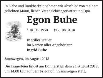 Traueranzeige von Egon Buhe  von Magdeburger Volksstimme