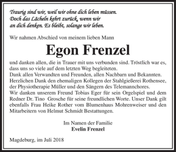 Traueranzeige von Egon Frenzel  von Magdeburger Volksstimme