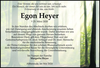 Traueranzeige von Egon Heyer  von Magdeburger Volksstimme