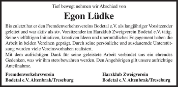 Traueranzeige von Egon Lüdke  von Magdeburger Volksstimme
