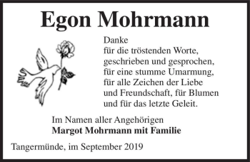 Traueranzeige von Egon Mohrmann  von Magdeburger Volksstimme