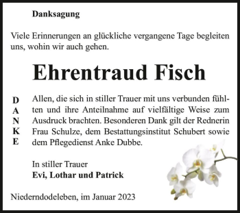 Traueranzeige von Ehrentraud Fisch  von Magdeburger Volksstimme