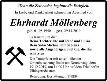Traueranzeige von Ehrhardt Möllenberg  von Magdeburger Volksstimme