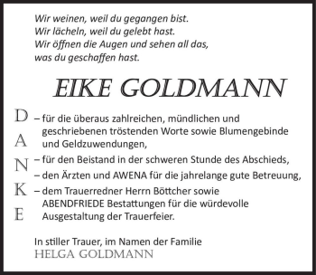 Traueranzeige von Eike Goldmann  von Magdeburger Volksstimme