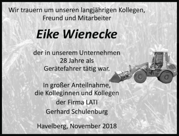 Traueranzeige von Eike Wienecke  von Magdeburger Volksstimme